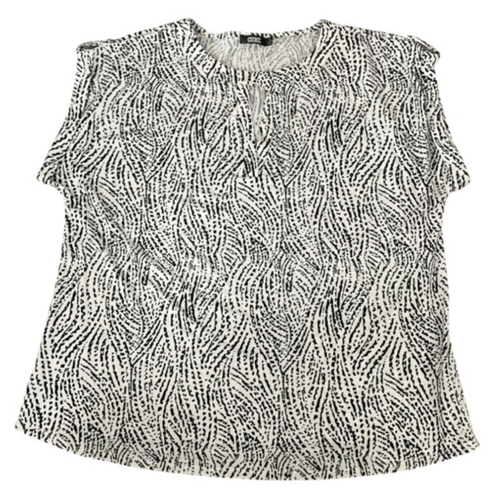 Cure Black & White Swirl Print Top